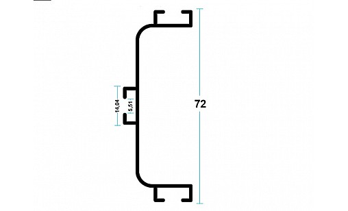 Профіль фронтальний алюмінієвий U (фасад без ручок) БІЛИЙ ГЛЯНЕЦЬ L = 4,2м 5450.01.420.22.07