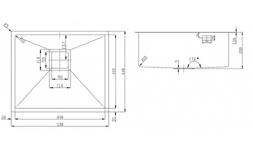 Мойка нержавеющая FABIANO Quadro 53 Celldecor Nano Graphite 8216.401.1528