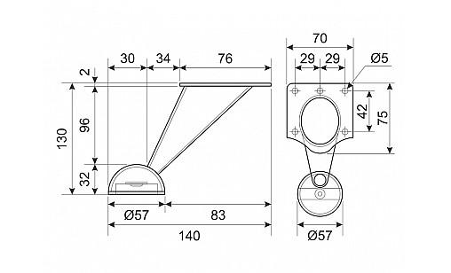 Ніжка DZ 01/125 G2 Хром ДС ОптимаЛайн Ніжка DZ 01/125 G2 Хром ДС ОптимаЛайн