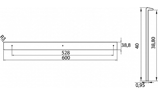 Накладка для столешницы 38мм Алюминий R3 левая ДС СтандартЛайн