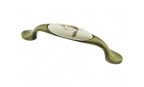 Ручка DP 197/96 AB/MLK7 Латунь/Бежева Квітка ДС ОптимаЛайн