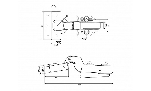 Завіс PL внутрішній з 3D регулюванням планки Clip On нержавіюча сталь Завіс PL внутрішній з 3D регулюванням планки Clip On нержавіюча сталь