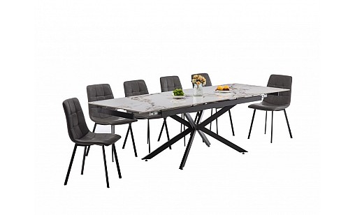 Стіл обідній МАГНУМ 1800(2600)*900*760 нефрит білий/чорний