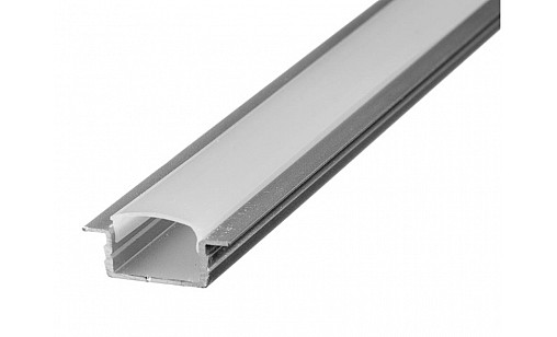 Профіль алюмінієвий LED врізний неанод.  матовий розсіювач 6,7*16,4 2м ПФ-19/1