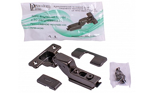 Петля PL внутрення со скрытой планкой и 3D регулировкой Clip On Графит