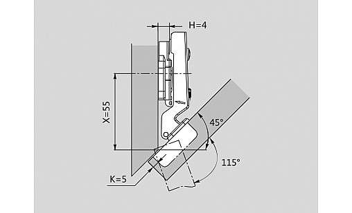 ДТС Петля угловая -45* C89R686 SNAP-ON