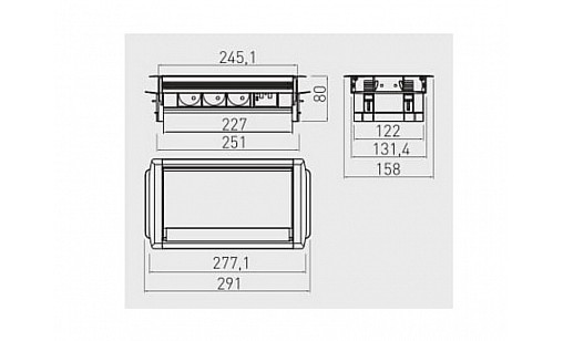 Подовжувач настільний з пропуском під кабель з USB, AE-PBC3GS2U-53BKS GTV