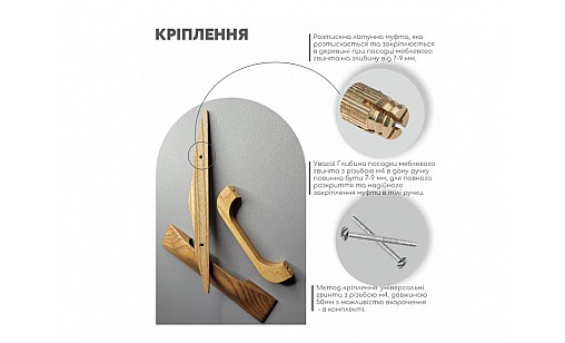 Ручка дерев'яна BRI 130/160 ясень WHITE