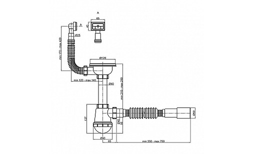 Сифон LIDZ LK03 60 05 M001 01 с квадратным переливом белый Сифон LIDZ LK03 60 05 M001 01 с квадратным переливом белый