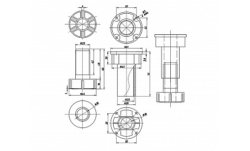 Ножка H-100мм кухонная пластиковая Чёрная ДС ЕвроЛайн