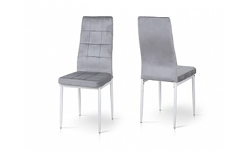 Стілець АЙС білий/велюр світло-сірий