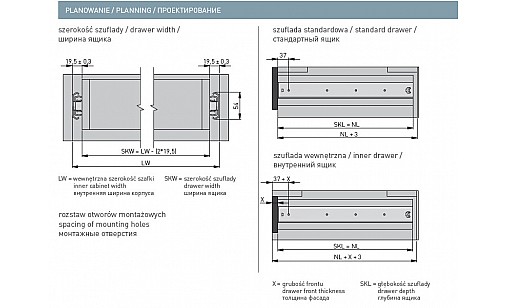 Направляющие полного выдвижения H-53 L=700 мм PK-0-H53-700 GTV