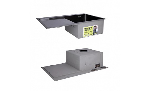 Мойка нержавеющая LIDZ H7849BL Brush 3,0/1,0 мм с дозатором и корзиной крыло слева черный Мойка нержавеющая LIDZ H7849BL Brush 3,0/1,0 мм с дозатором и корзиной крыло слева черный