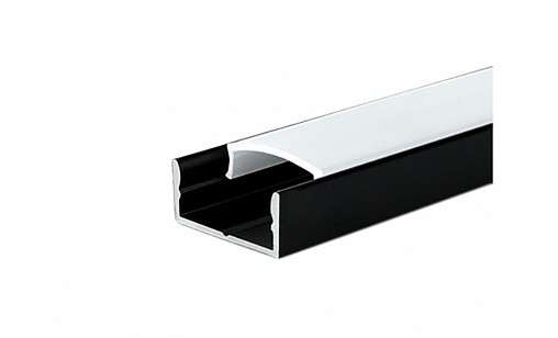 Профіль алюмінієвий LED накладний анод. чорний  матовий розсіювач 5,9*14,6 2м