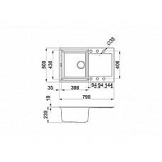 Мойка BRETTA METRA 790*500 графит