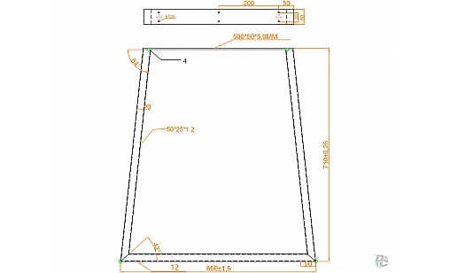 Опора H-710мм трапецієвидна Чорна ДС