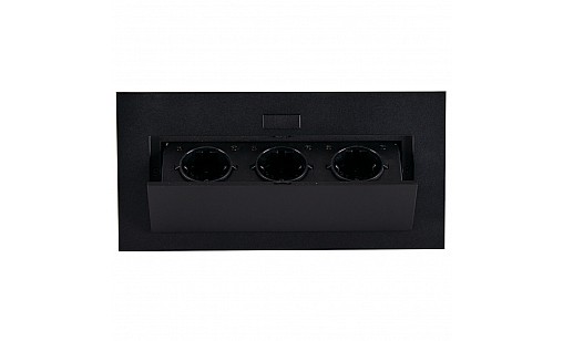 Блок врезной на 3 розетки с подъемной крышкой Чёрный