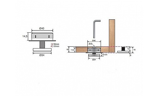 Опора регульована врізна D=40 мм MAXBZ01 під 18 ДСП (до 300кг), чорна 104-39-04-301 Опора регульована врізна D=40 мм MAXBZ01 під 18 ДСП (до 300кг), чорна 104-39-04-301