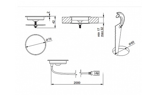 Бездротовий зарядний пристрій врізний LUX AE-ZLADLUX-40 GTV