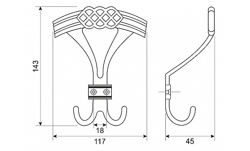 Гачок W-122 G4 Бронза Антична ДС СтандартЛайн