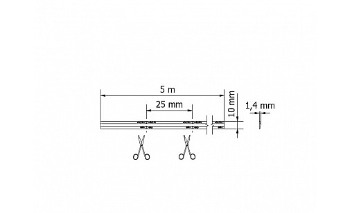 Стрічка світлодіодна 12V COB-480-10W бухта 5м холодний білий GTV LD-COB12V-20-ZBPQ