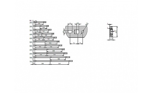 Направляюча повного висування HK L=450 мм PK-0H45450HK GTV