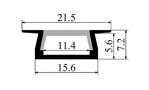 Профіль алюмінієвий LED врізний неанод. чорний  матовий розсіювач 6,8*16 2 м BIOM