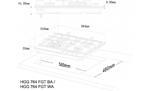 Газова поверхня INTERLINE HGG 764 FGT WA скло білий Газова поверхня INTERLINE HGG 764 FGT WA скло білий