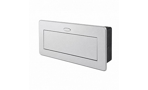 Блок врізний на 2 розетки   USB   TypeC роз'єми з підйомною кришкою з округлими краями Алюміній