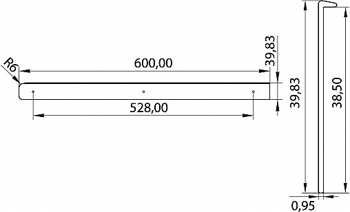 Накладка для стільниці 38мм Алюміній U-подiбна ліва ДС ОптимаЛайн Накладка для стільниці 38мм Алюміній U-подiбна ліва ДС ОптимаЛайн