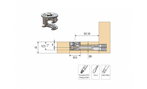 Мініфікс ексцентрик для ДСП 16 мм, 102-01-29-413 Мініфікс ексцентрик для ДСП 16 мм, 102-01-29-413
