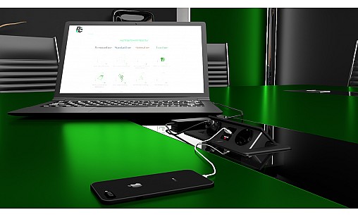 Блок врезной на 2 розетки и 2 USB разъёма с подъёмной крышкой Чёрный