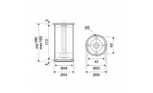 Ножка регулируемая DA 11/180 AL/G2 Алюминий / Хром ДС ЕвроЛайн Ножка регулируемая DA 11/180 AL/G2 Алюминий / Хром ДС ЕвроЛайн