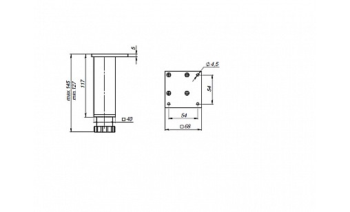 Опора регульована низ H-150 чорна матова