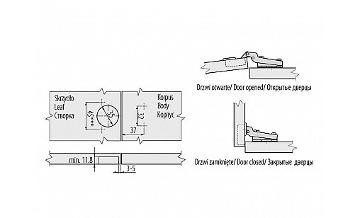 Петля мебельная полунакладная  GTV ZP-BICN080BE