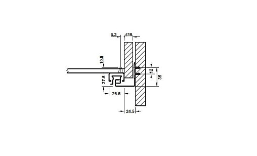 433.03.832 Направляющая скрытого монтажа L-300 мм Matrix Runner Um A30 п/в Push to open 3D Hafele