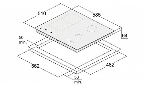 Комбинированная поверхность FABIANO FHGI 2234 ITC Black 8111.406.1126 газ/индукция черный