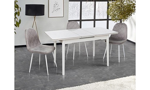 Стол обеденный НЕПТУН 1100(1400)*750*760 белый мрамор/белый