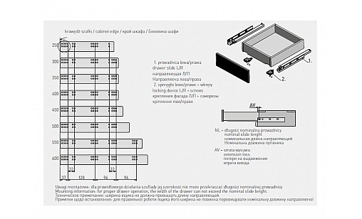 Направляюча п/в плавн. доведення д/дер. ящик Modern Slide для ДСП 18мм 3D L-250 PB-3D0SHX18-250-H GTV