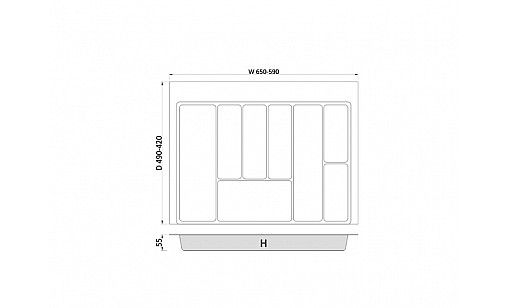 Лоток для кухонних приладів MAX  700 мм 590-650x490 графіт TE36.0122.05.007 Rejs