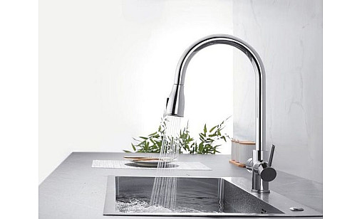 Смеситель FABIANO FKM 3122 Inox U-образний комбинированный с вытяжним изливом 8231.403.1151