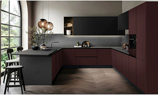 Фасад МДФ LUXEFORM MT-AF-307U AS Марсала Матовий (пластик в декор) 18,4 мм - Acryl TopX 1800 (standard)