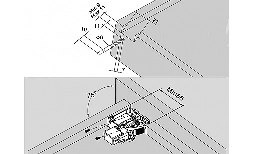 ДТС Направляющая скрытого монтажа 18мм L-350 частичного выдвижения G80C-350-H-X