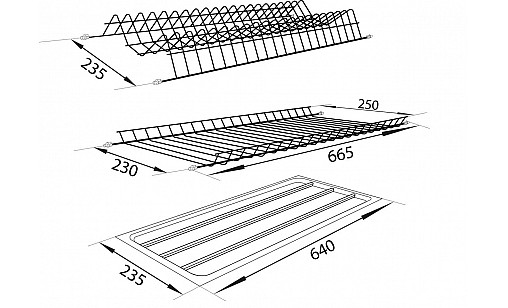 Сушарка для посуду в секцію 700мм термопластична Чорна ДС