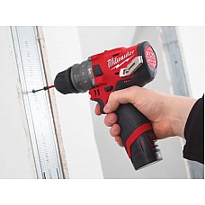 Дриль-шурупокрут акумуляторний MILWAUKEE, M12 FPDX-202X, 37Нм, (  заряд.пристрій, 2 акум.Х 2Аг, патрон FIXTEC, кейс)