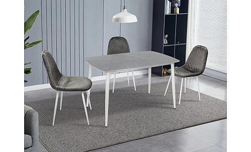 Стіл обідній КІПАРИС 1200*800*760 сірий мармур/білий