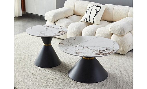 Стіл журнальний Borg d800*420   d600*510 PP White Glossy Комплект