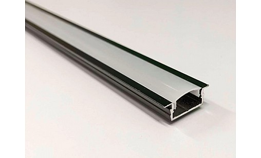 Профіль алюмінієвий LED врізний неанод. чорний  матовий розсіювач 6,8*16 2 м BIOM