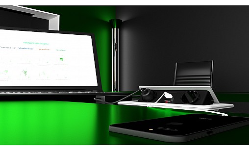 Блок врезной на 2 розетки и 2 USB разъёма с подъёмной крышкой Алюминий Блок врезной на 2 розетки и 2 USB разъёма с подъёмной крышкой Алюминий