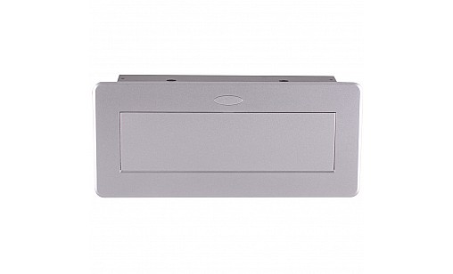 Блок врезной на 2 розетки и 2 USB разъёма с подъёмной крышкой Алюминий